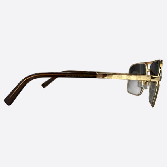 Louis Vuitton Gold Damier Attitude Pilot Sunglasses - Picture 2 of 5